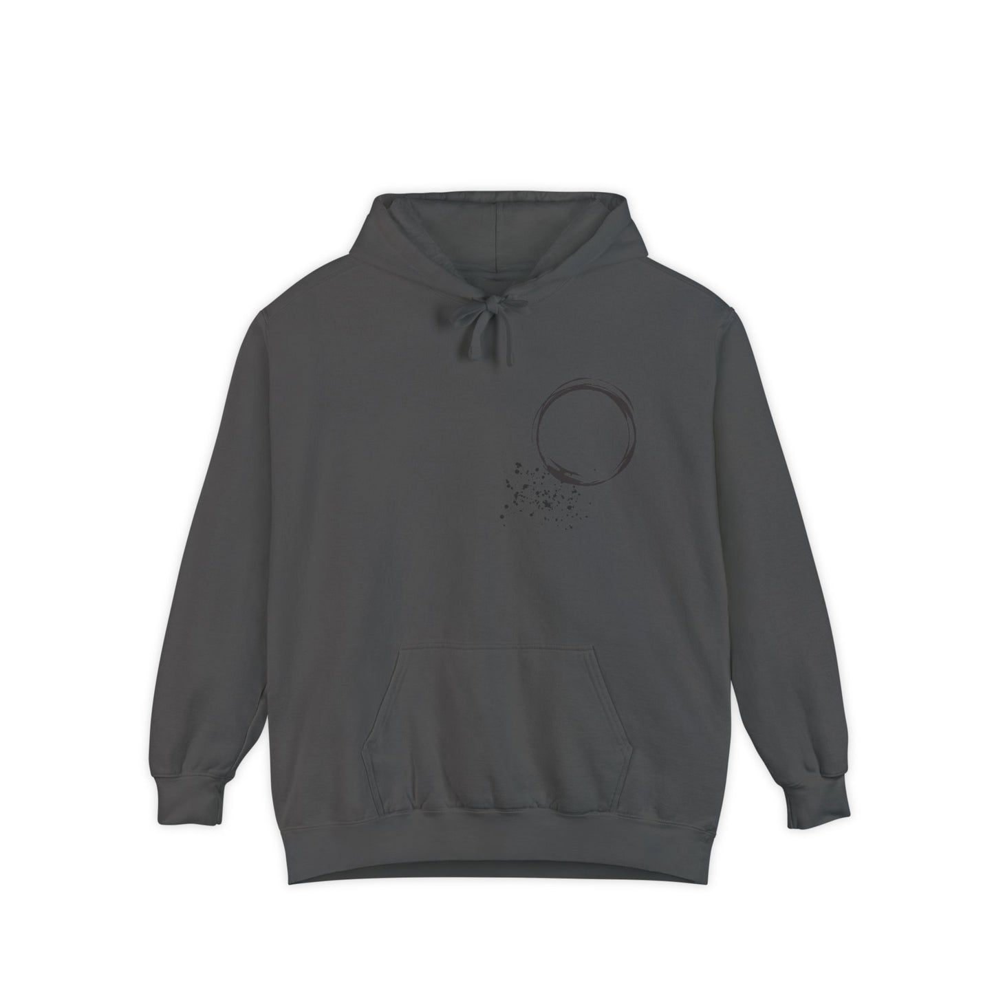 Minimal Zen Brushstroke Hoodie — Heart/Enso Japanese Calligraphy Design - Adamtati
